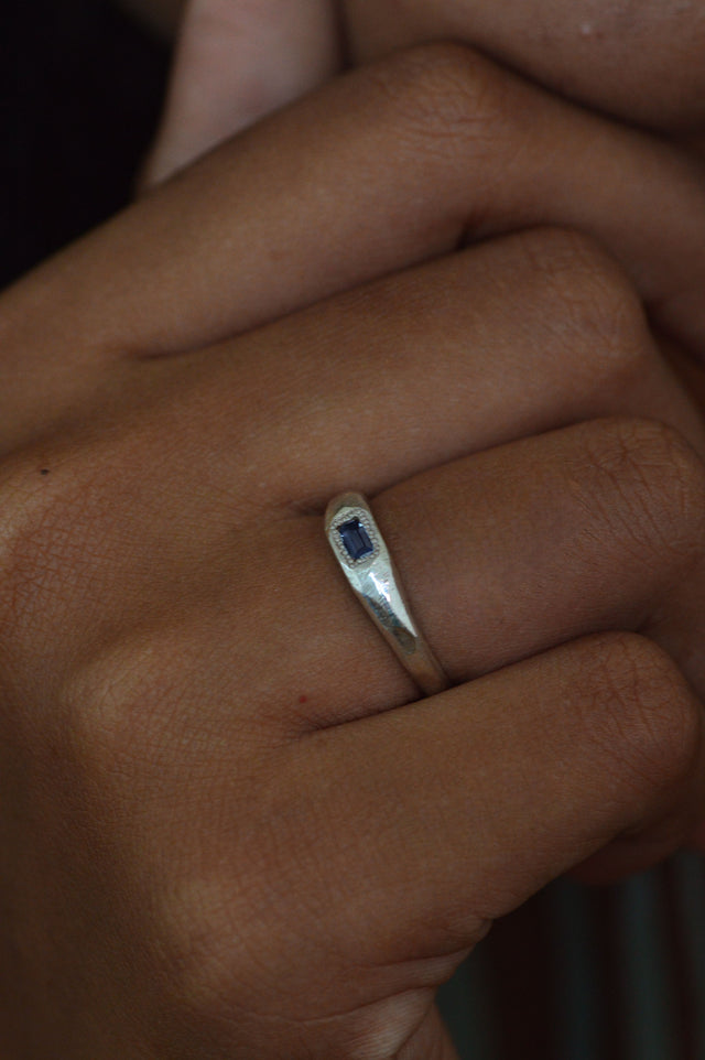 Cleo Dark Blue Sapphire Silver Ring