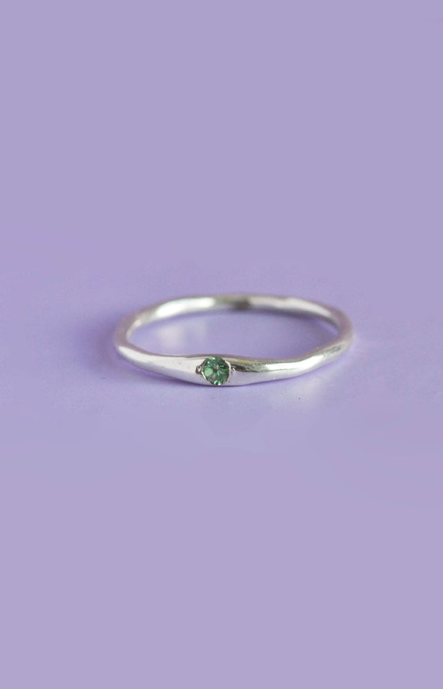 Siyum Emerald Silver Ring