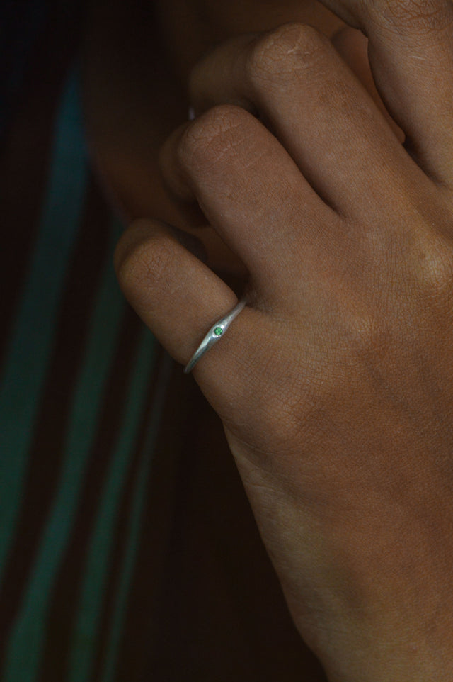 Siyum Emerald Silver Ring