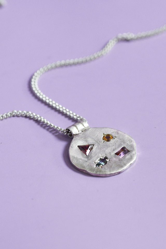 Marlee Garnet, Beryl, Spinel & Sapphire Silver Necklace 730-2