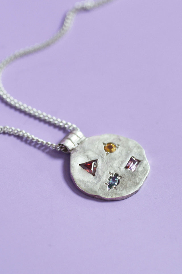 Marlee Garnet, Beryl, Spinel & Sapphire Silver Necklace 730-2