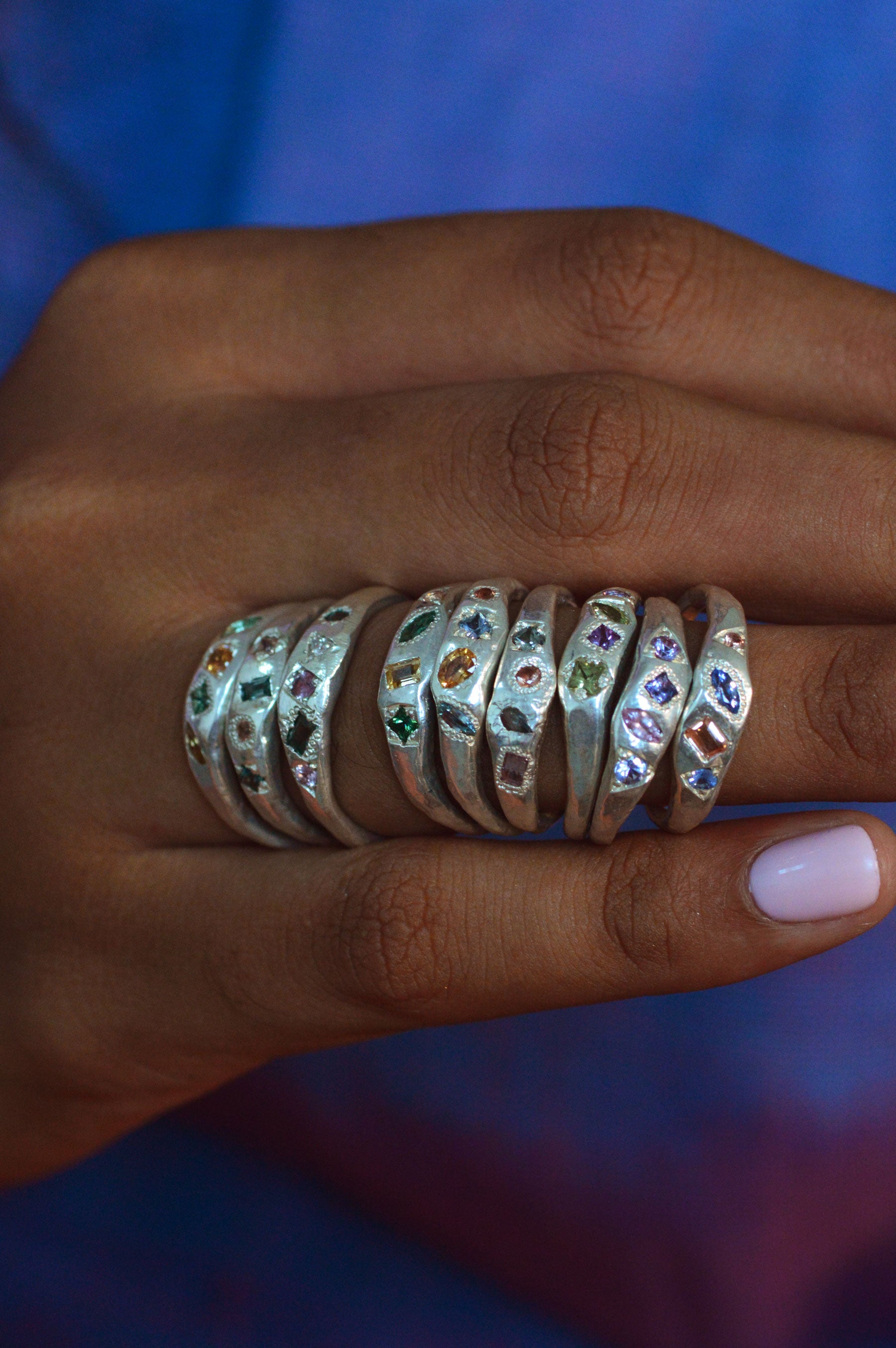 Dancer Silver Ring Topaz & Sapphire 1493-3