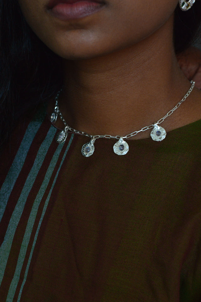 Ira Charm Moonstone Silver Necklace 868