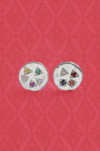 Navaratna Silver Stud Earrings
