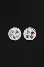 Navaratna Silver Stud Earrings
