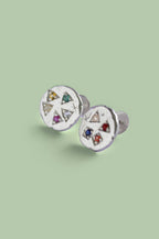 Navaratna Silver Stud Earrings