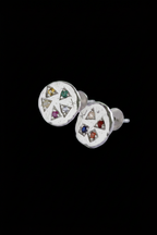 Navaratna Silver Stud Earrings