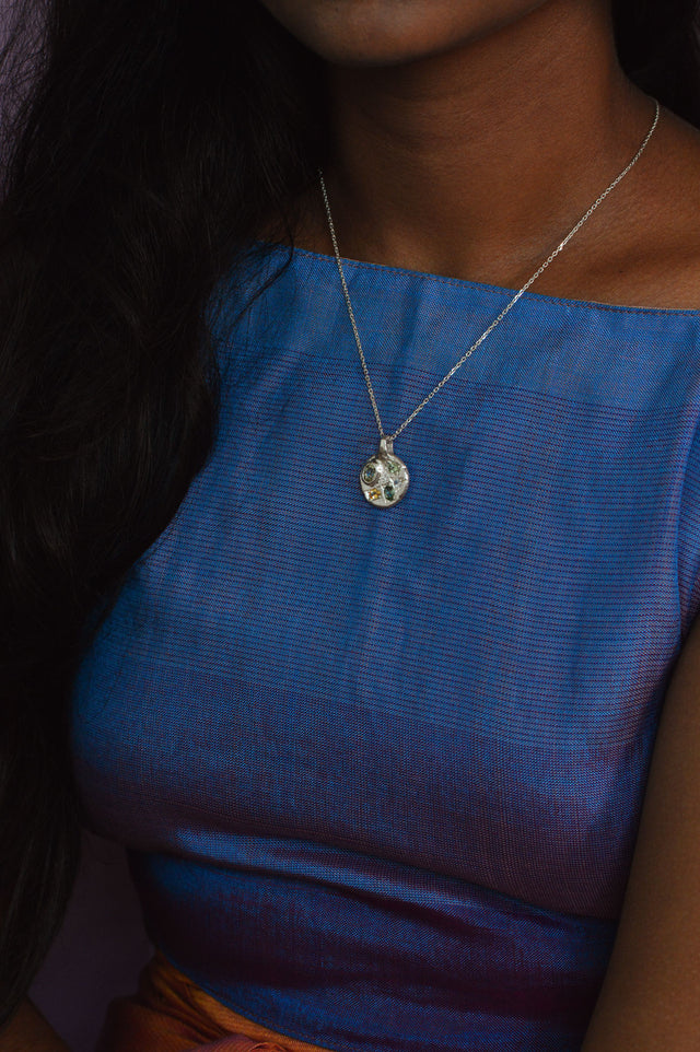Palette Tourmaline, Topaz & Sapphire Silver Pendant 763-02