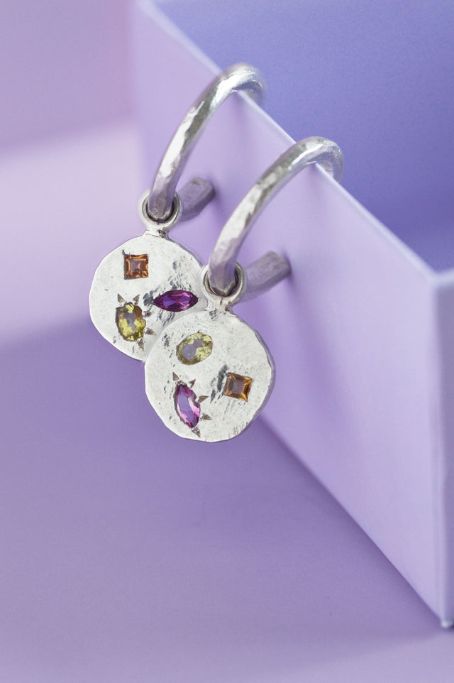 Pickle Charm Tourmaline Silver Earring 724-3