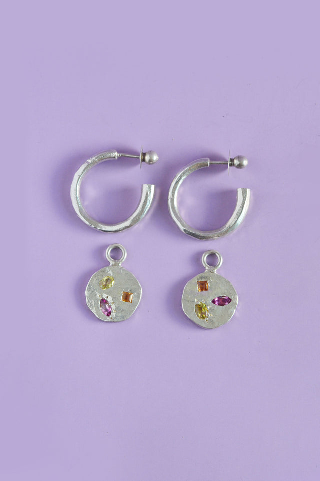 Pickle Charm Tourmaline Silver Earring 724-3
