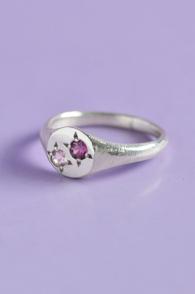 Pickles Garnet & Pink Sapphire Silver Signet 871-1