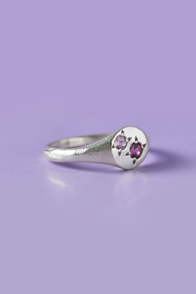Pickles Garnet & Pink Sapphire Silver Signet 871-1