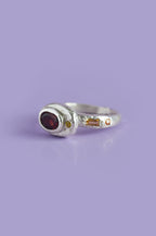 Poet Silver Ring - Garnet with Sapphire Accents 747-2