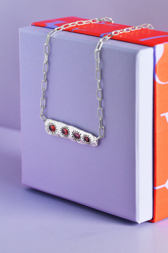 Armour Rhodolite Garnet Silver Cable Necklace 743-03