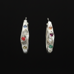 Navaratna Silver Hoops | Sacred Nine Gems