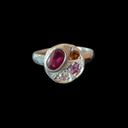Sculpture Silver Ring | Ruby, Pink Tourmaline & Sapphire 2064-2