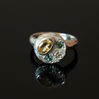 Sculpture Silver Ring | Citrine & Sapphire 2064-1