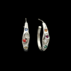 Navaratna Silver Hoops | Sacred Nine Gems