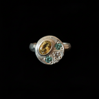 Sculpture Silver Ring | Citrine & Sapphire 2064-1