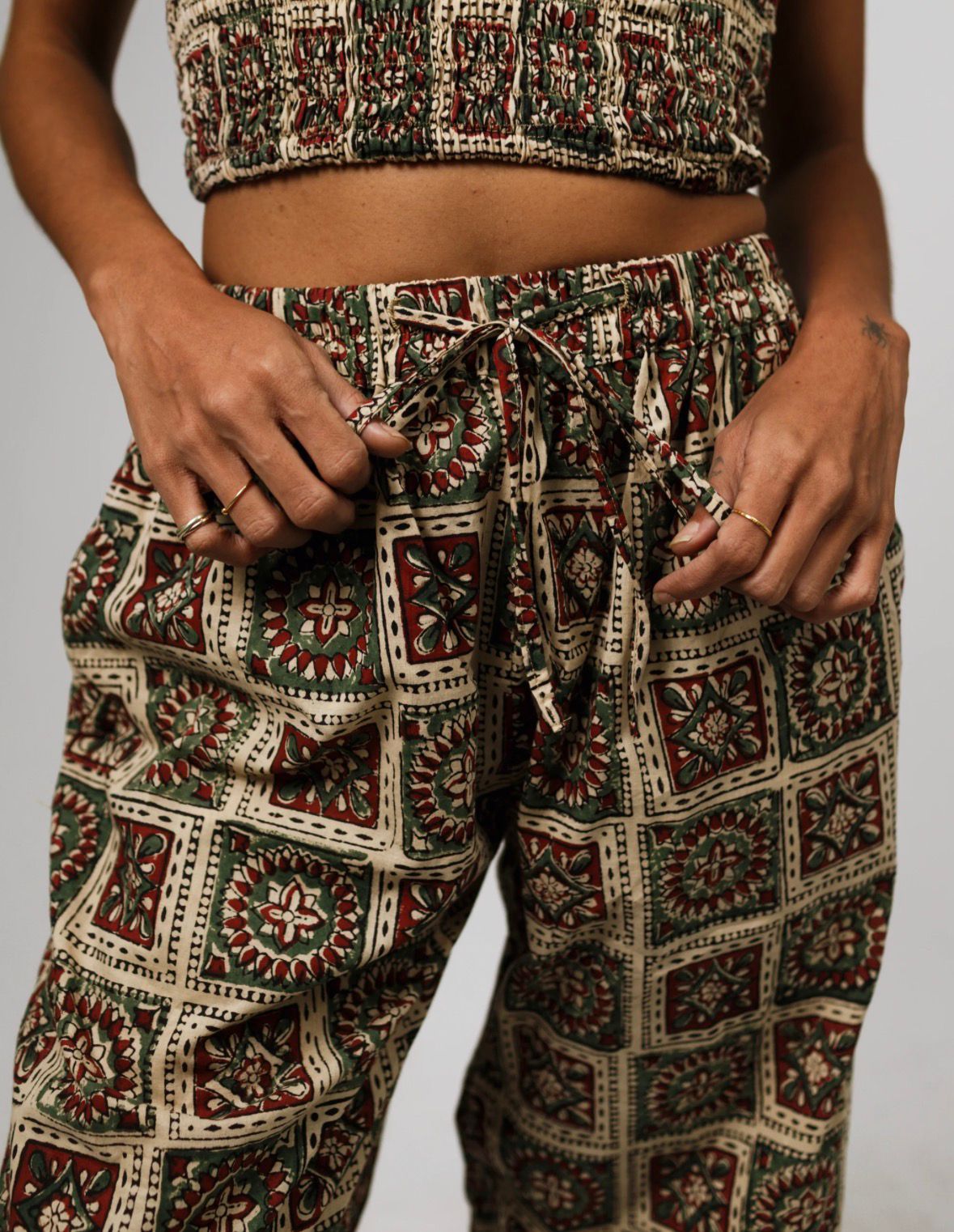 Buffalo Wide Leg Bermuda Shorts | Block Print Cotton