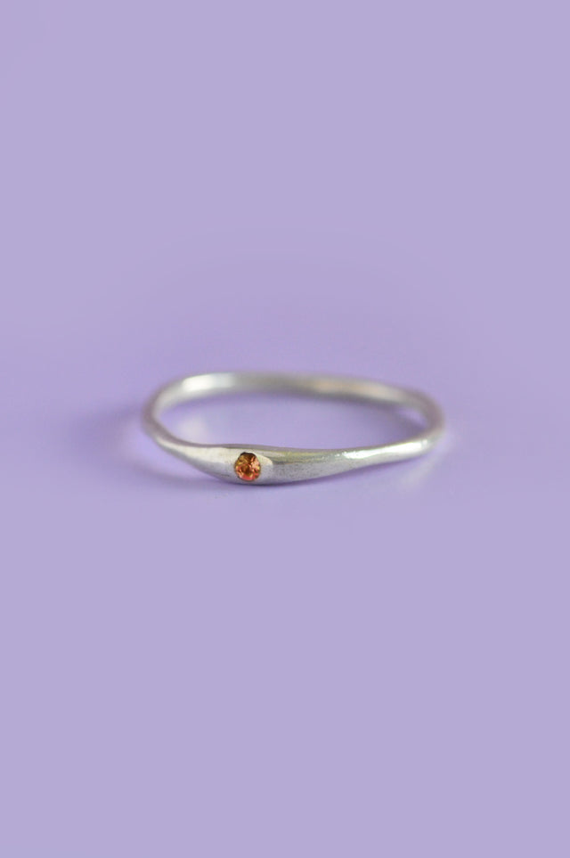 Siyum Orange Sapphire Silver Ring