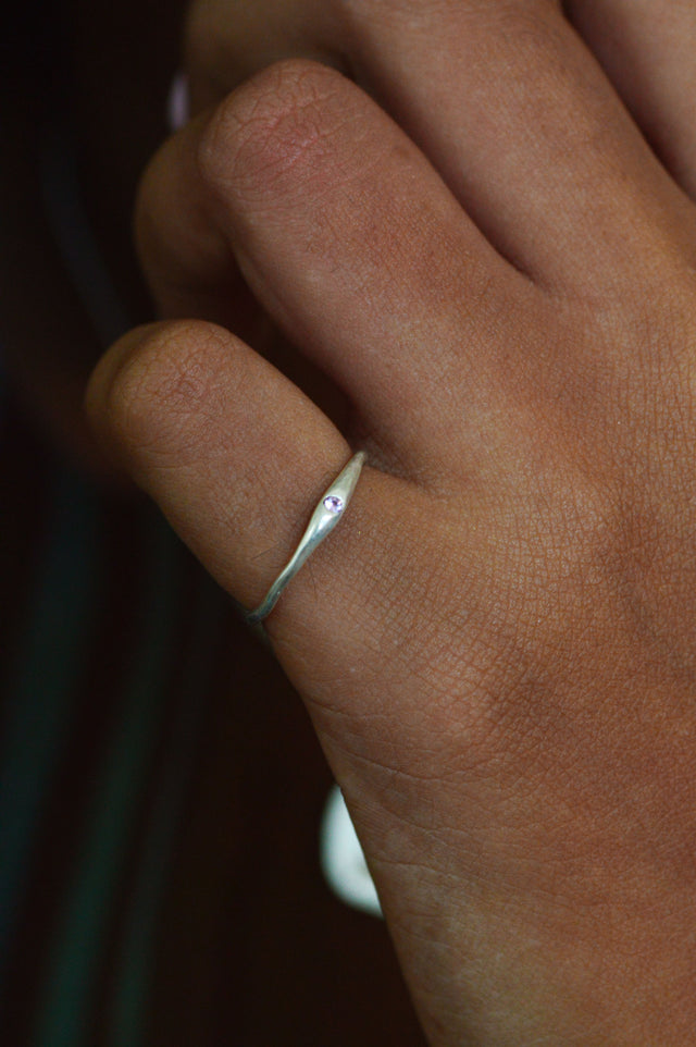Siyum White Sapphire Silver Ring