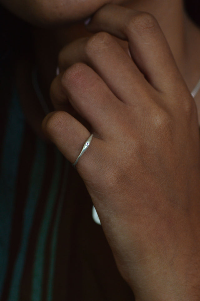 Siyum White Sapphire Silver Ring