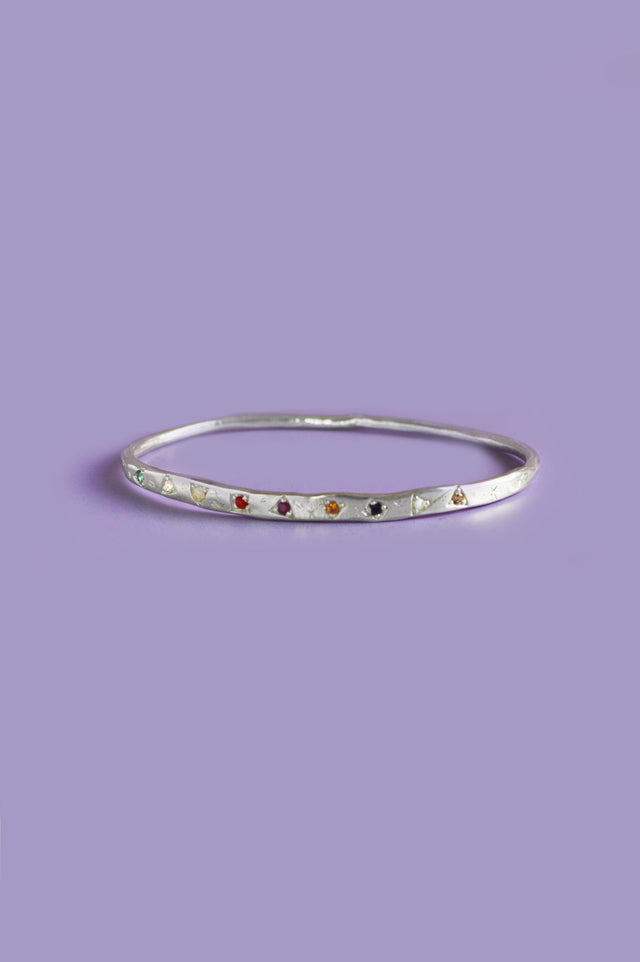 Navaratna Silver Bangle